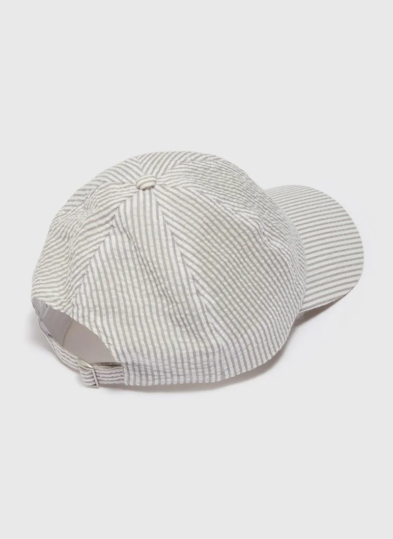 Matalan Grey Stripe Seersucker Cap